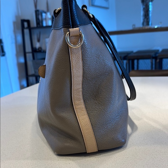 Coach Black and Brown Leather Colorblock Tote (Like New) - Picture 7 of 12